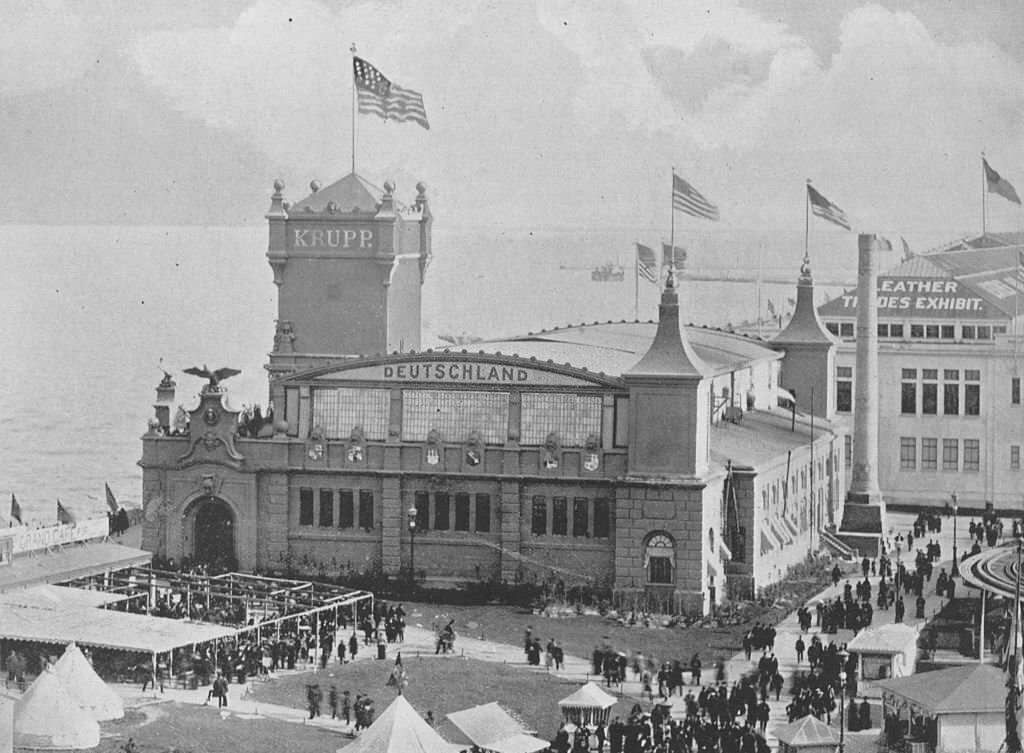 A building erected by Krupp Gun Works at the World's Columbian Exposition in Chicago, 1893.