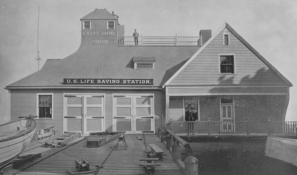 A reproduction of a United States Life Saving Station at the World's Columbian Exposition in Chicago, 1893.