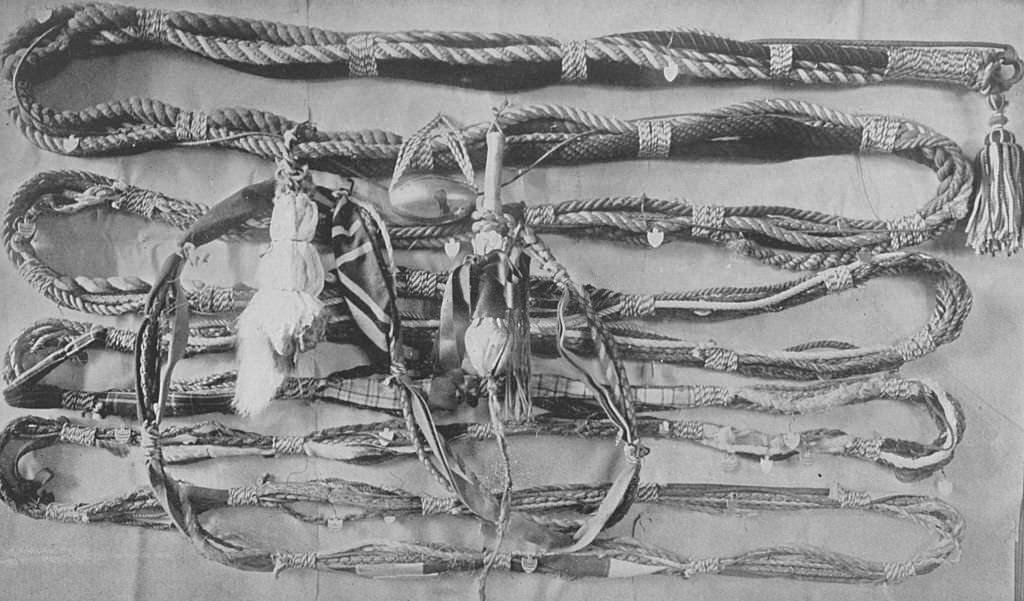 The rope used to ring the new Liberty Bell, the material of which was contributed by the eighty-six nations represented at the World's Columbian Exposition in Chicago, 1893.