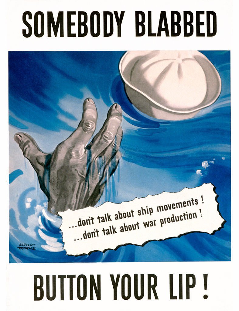 Somebody Blabbed - Button Your Lip! World War II Poster by Albert Dorne