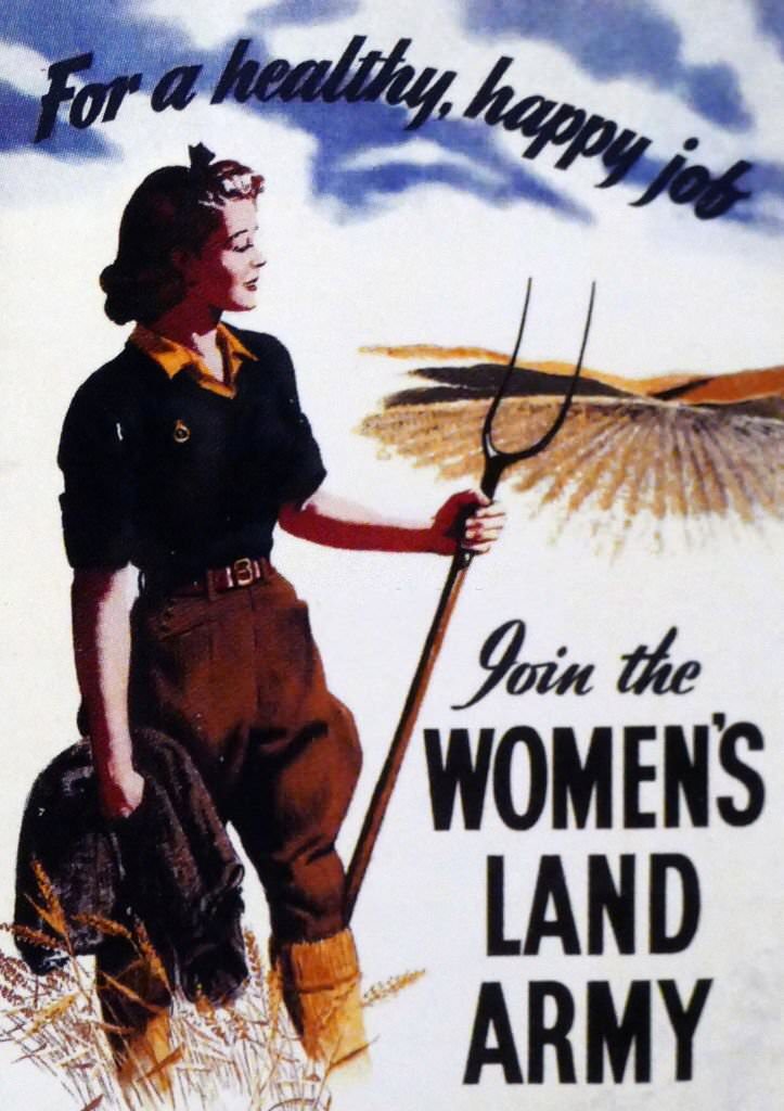 World war two, Women's Land Army, propaganda poster.