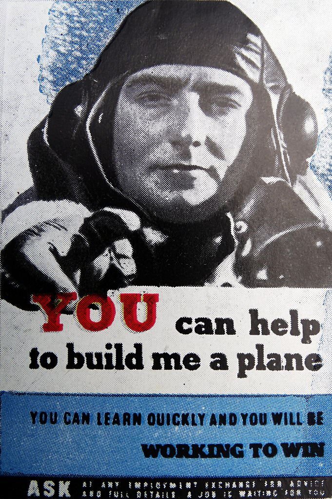 Recruitment poster for aircraft manufacturing.