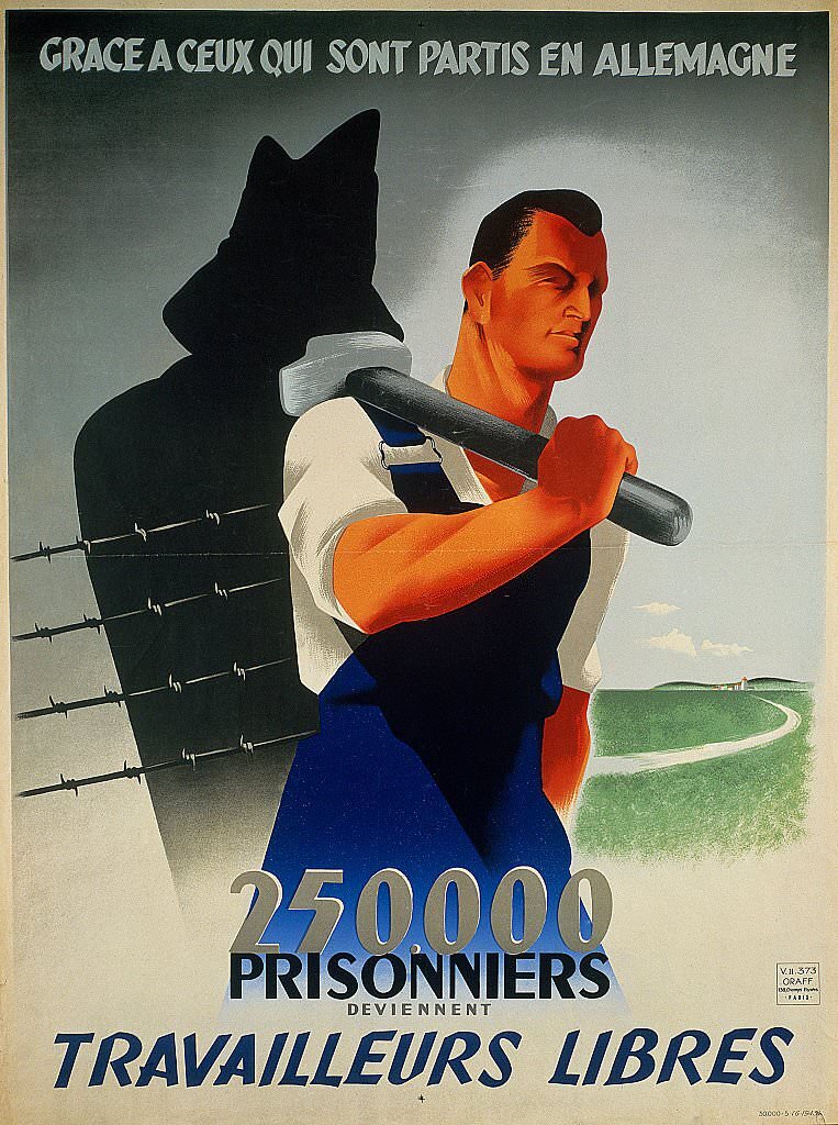 Propaganda poster of the Vichy France in favour of the STO, 1943