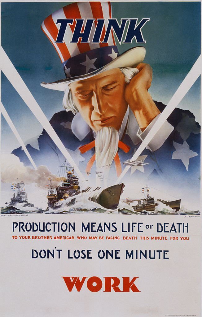 Production Means Life or Death Poster by C. Chickering