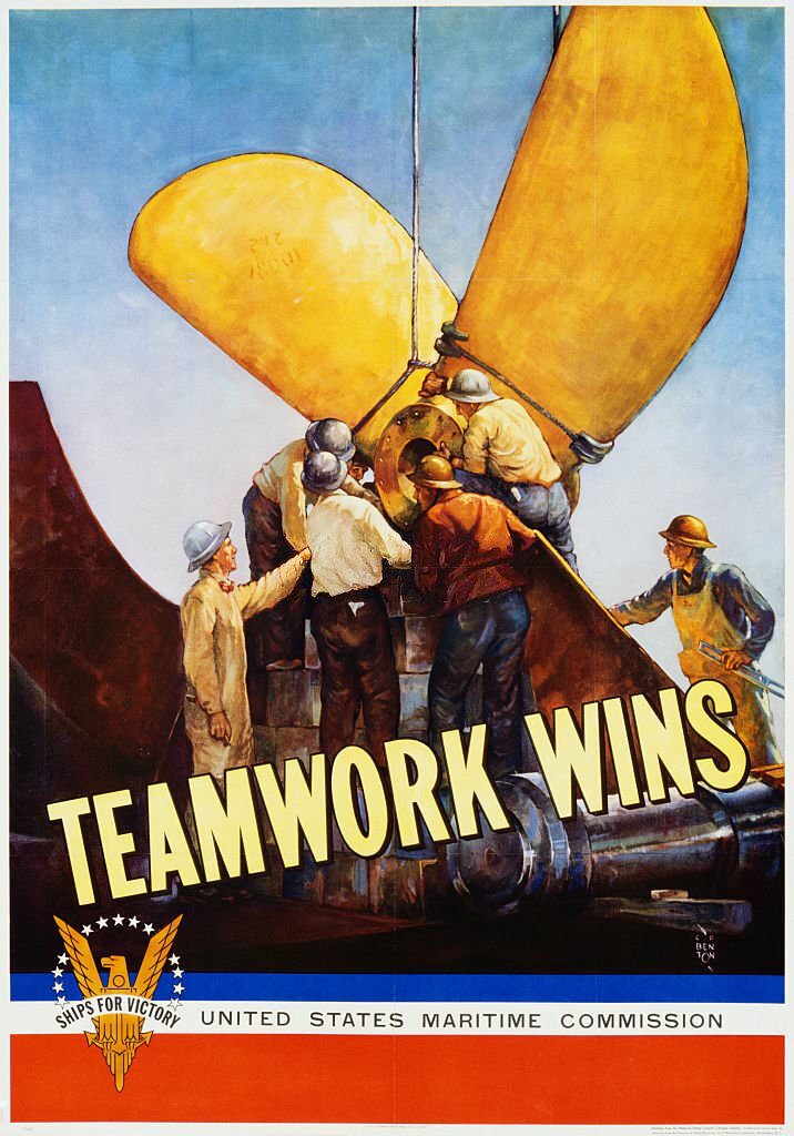 Teamwork Wins Poster by C.P. Benton.