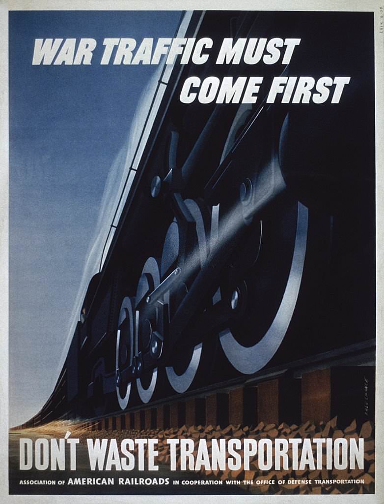 Vintage poster of railroad on track