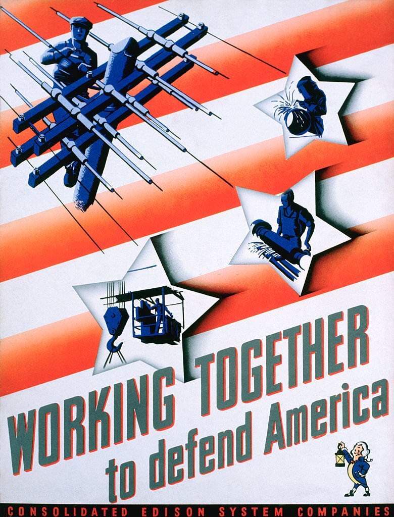 This World War II era poster was one of a series produced by Con Edison in support of the American war effort at home.