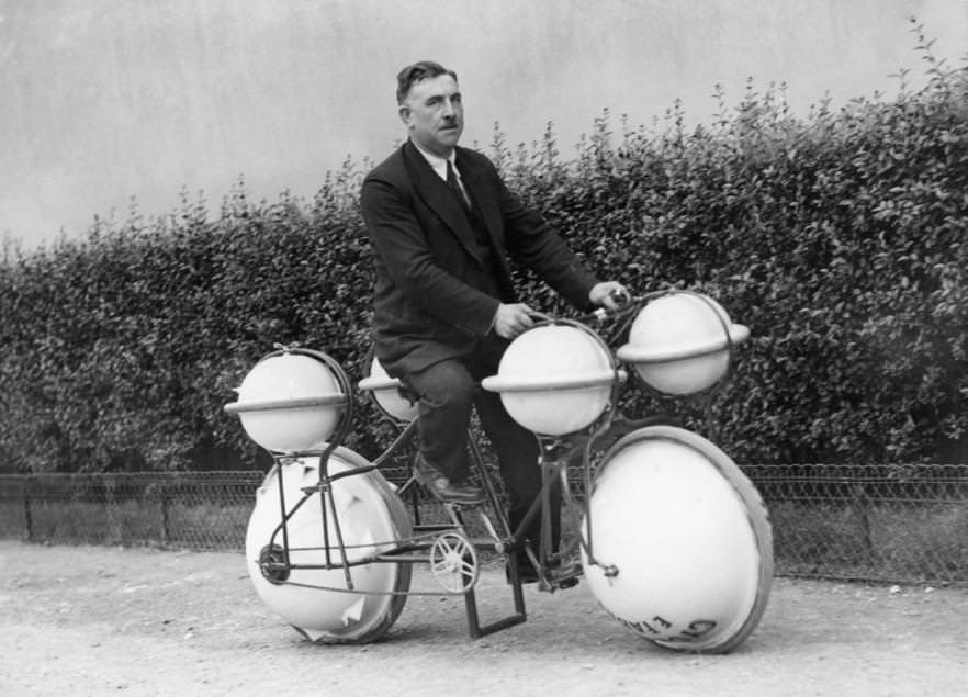 The Cyclomer, an amphibious bicycle that never caught on following its introduction in Paris in 1932.