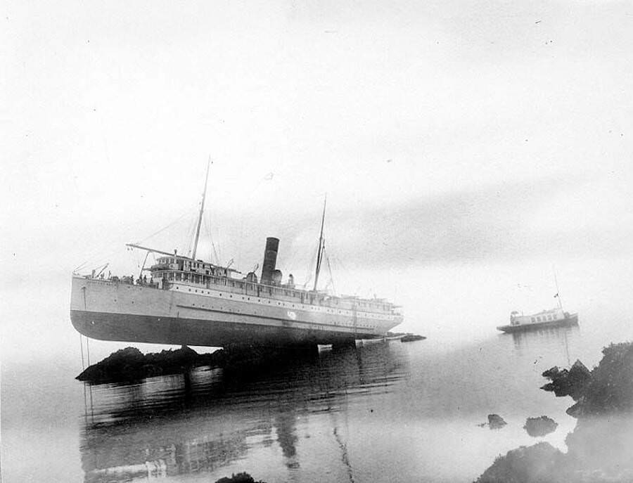Thanks to heavy fog, the steamship Princess May ran aground in Alaska in 1910.