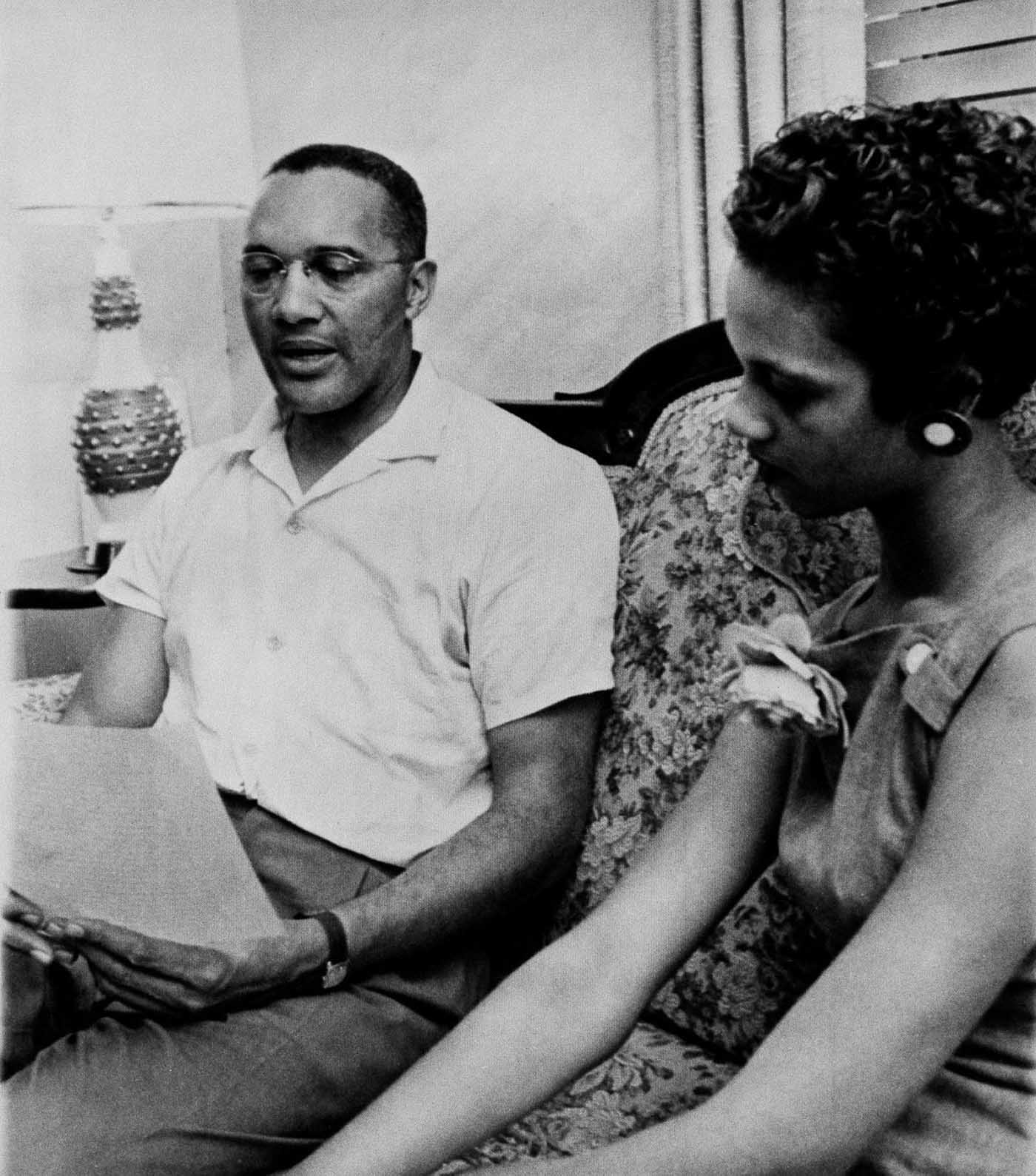 Counts and her father, Rev. H.L. Counts, are interviewed at home after her withdrawal from Harding High School.