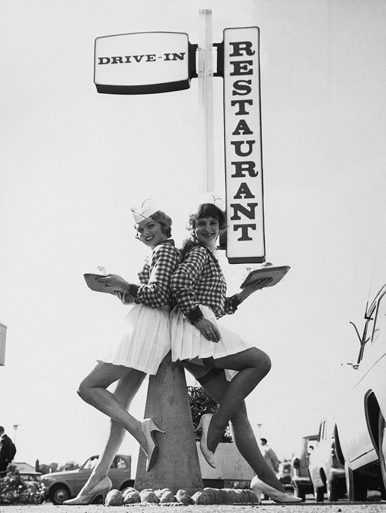 Carhops at English Drive-in Restaurant