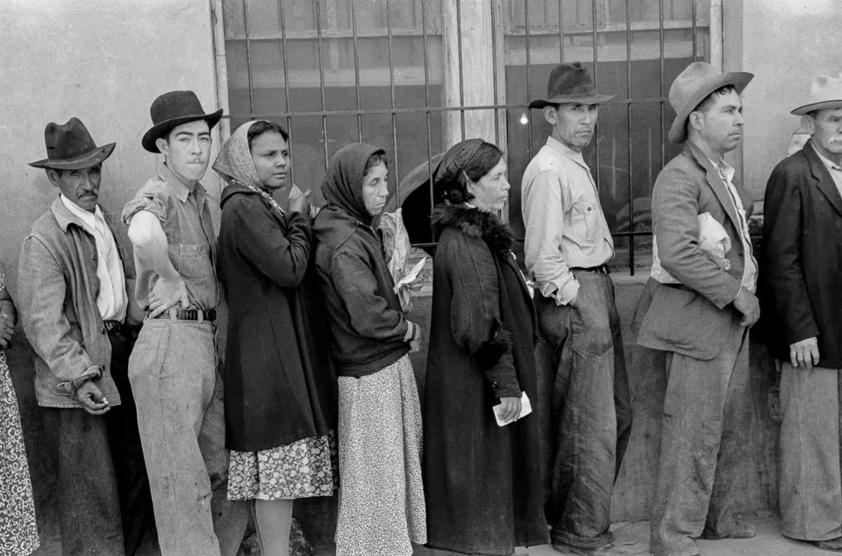 Families Waiting for Aid During the Great Depression, 1937-1939