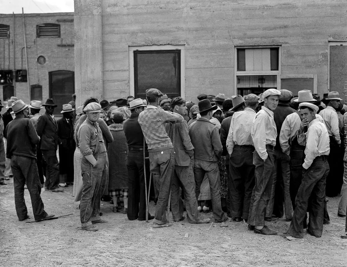 Families Waiting for Aid During the Great Depression, 1937-1939