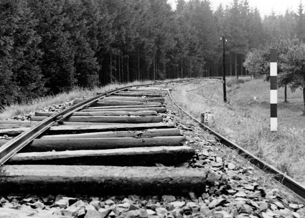 The German propaganda picture shows (during the withdrawal of the Czechs?) destroyed railway tracks after the German occupation of the Sudetenland in October 1938.