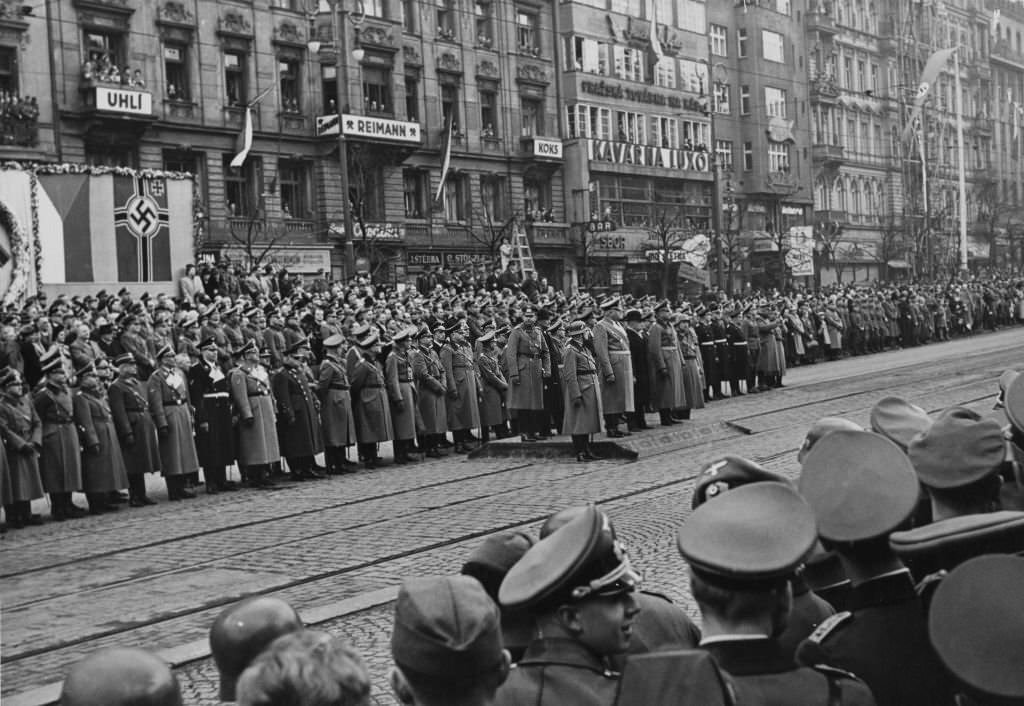 German troops enter Prague in Czechoslovakia, at the beginning of the German occupation, 1939.