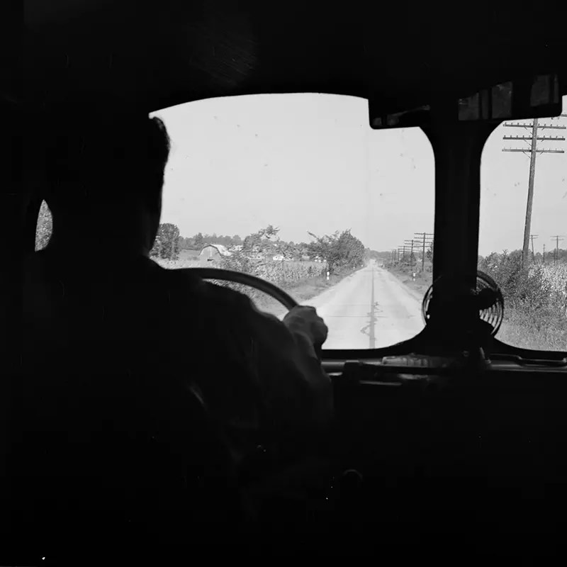 A bus en route from Knoxville, Tennessee to Washington, D.C.