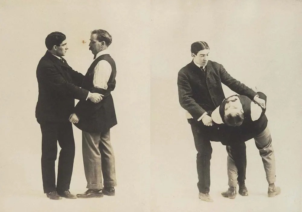 Historic Victorian Self-defense Guide that shows different Self-defense Maneuvers, 1895