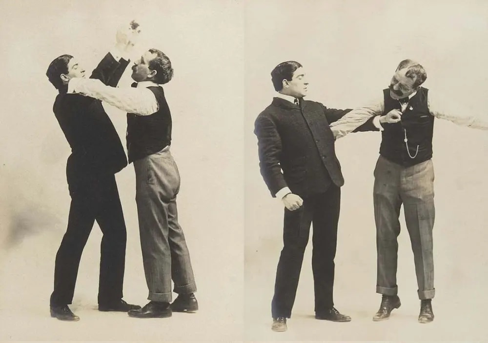 Historic Victorian Self-defense Guide that shows different Self-defense Maneuvers, 1895