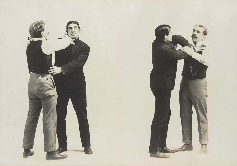 Historic Victorian Self-defense Guide that shows different Self-defense Maneuvers, 1895