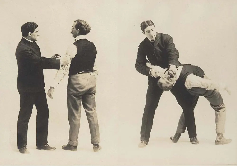 Historic Victorian Self-defense Guide that shows different Self-defense Maneuvers, 1895