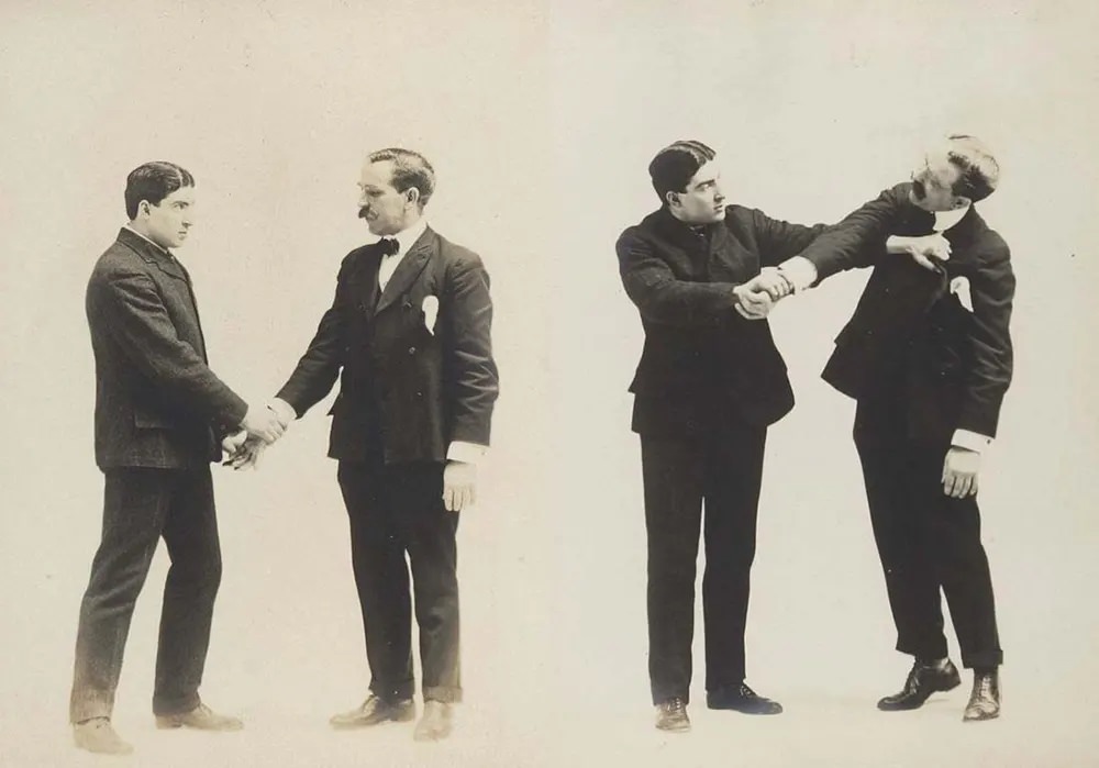 Historic Victorian Self-defense Guide that shows different Self-defense Maneuvers, 1895