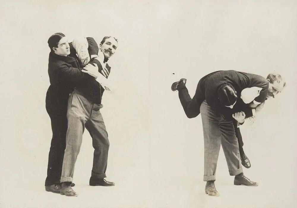 Historic Victorian Self-defense Guide that shows different Self-defense Maneuvers, 1895