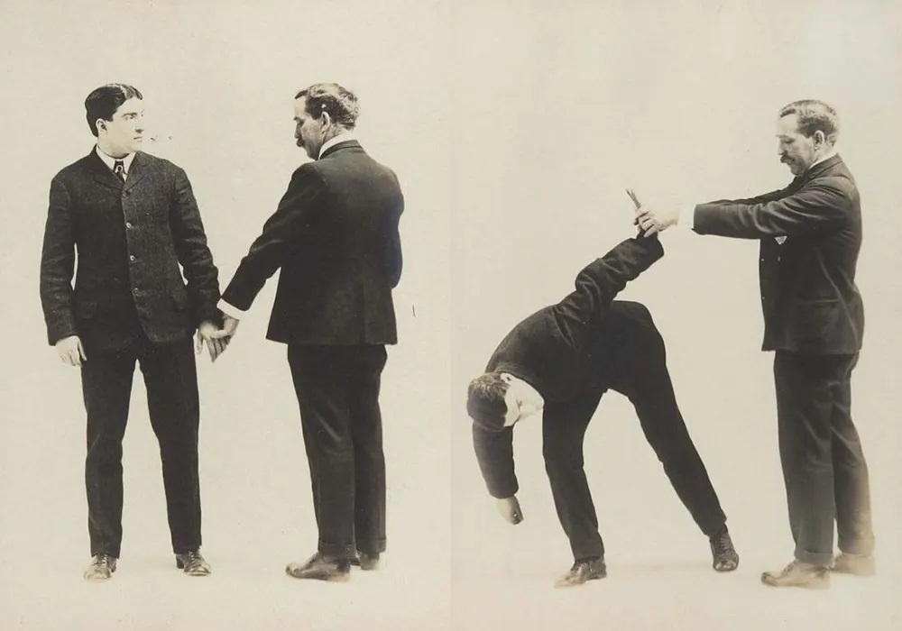 Historic Victorian Self-defense Guide that shows different Self-defense Maneuvers, 1895