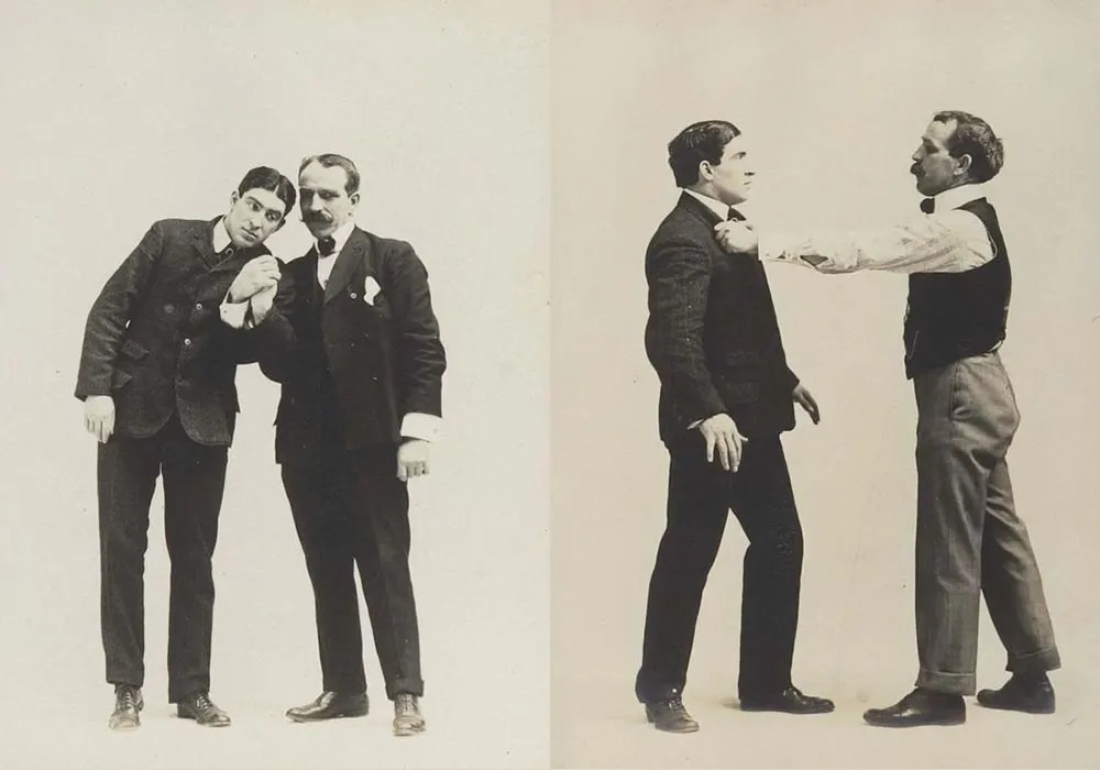 Historic Victorian Self-defense Guide that shows different Self-defense Maneuvers, 1895