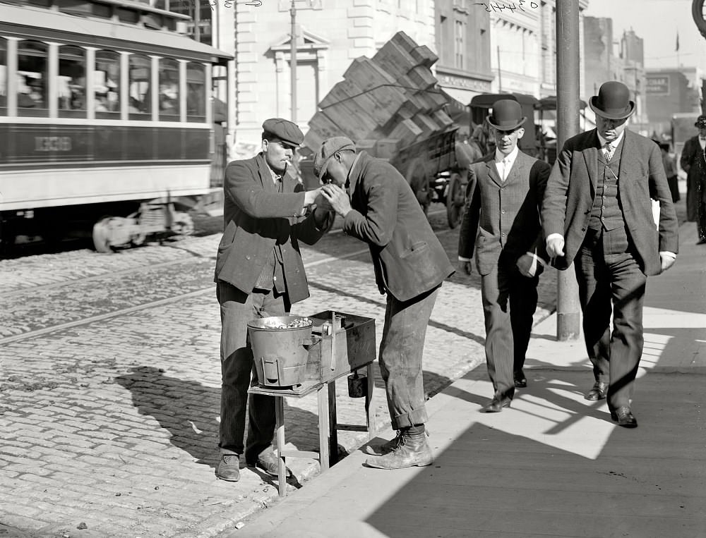 A chestnut vendor, Baltimore, Maryland, circa 1905