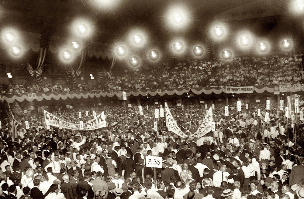 Supporters of House Speaker Champ Clark for president at the Democratic nominating convention in Baltimore, June 1912.