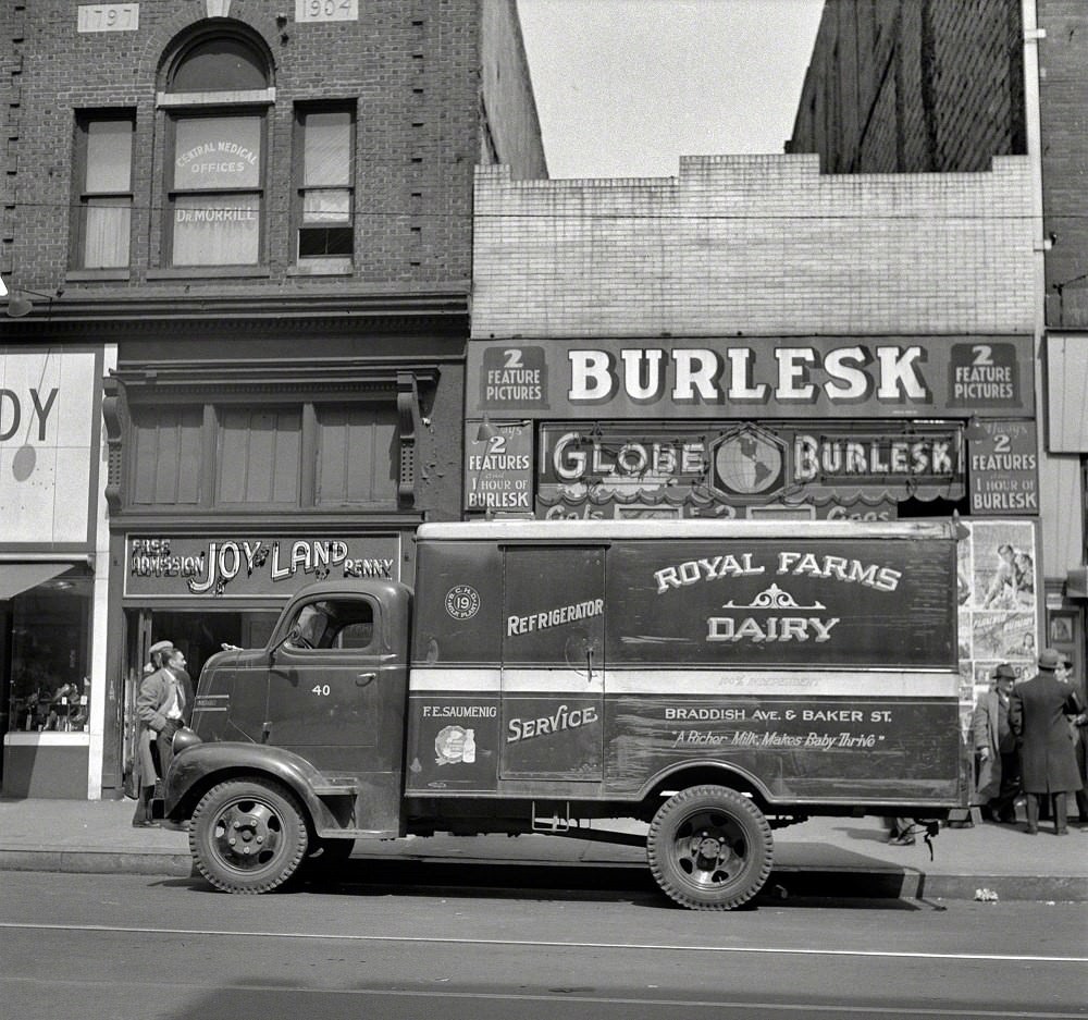 A Dairy truck at 410 E Baltimore St, Taneytown, April 1943