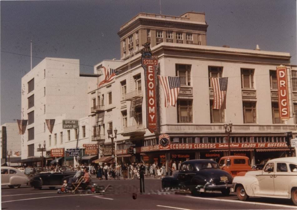 Economy Cleaners in the Tyler Beech Building, Second and Santa Clara Streets, 1940s