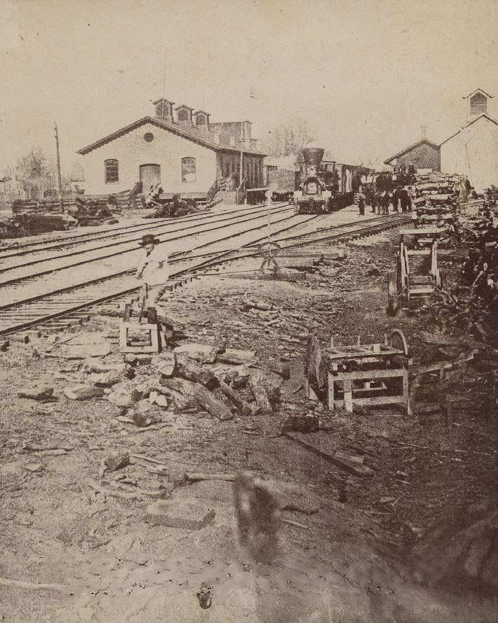 San Jose railyard of the SF & SJ RR, 1860s