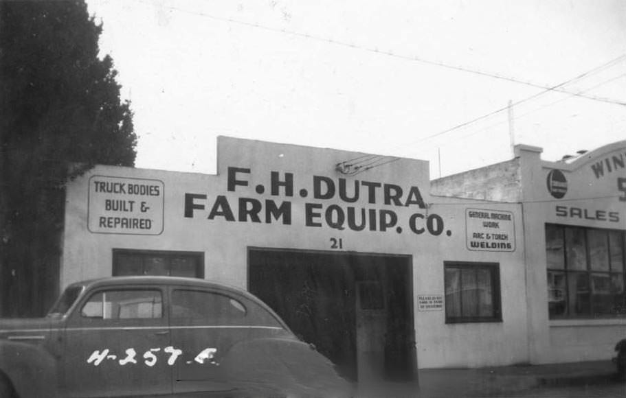 F.H. Dutra Farm Equipment Company at 21 South River Street, 1940s