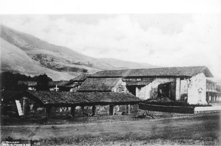 Oldest view of Mission San Jose de Guadalupe in San Jose, 1876