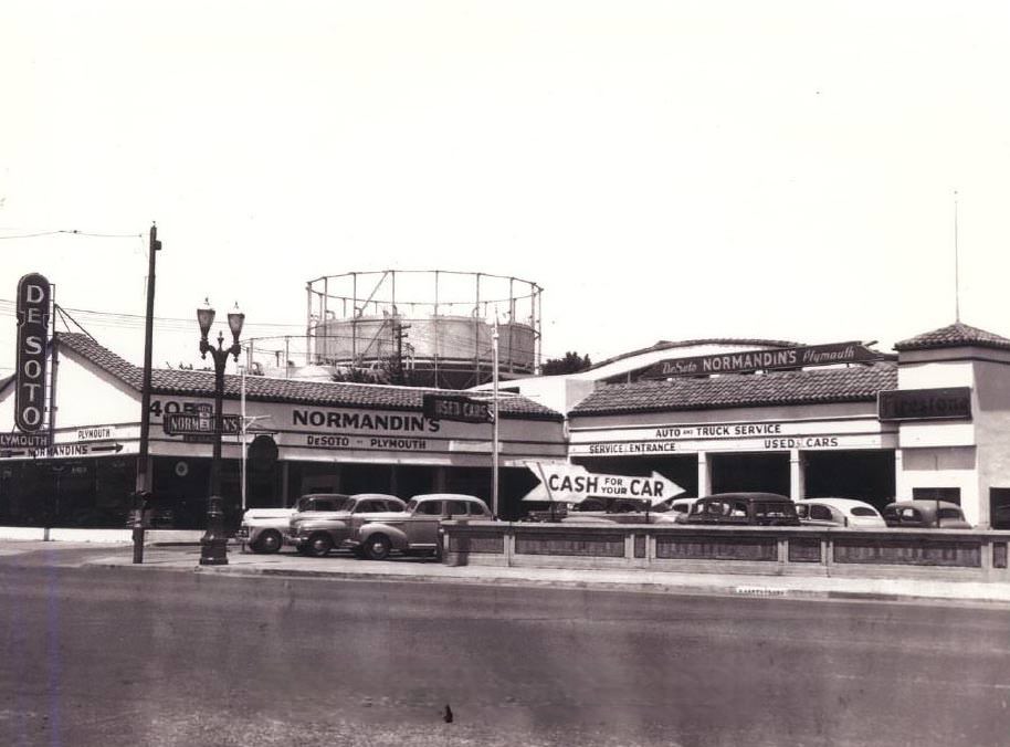 Normandin's sold DeSoto and Plymouth cars and trucks, 1940s