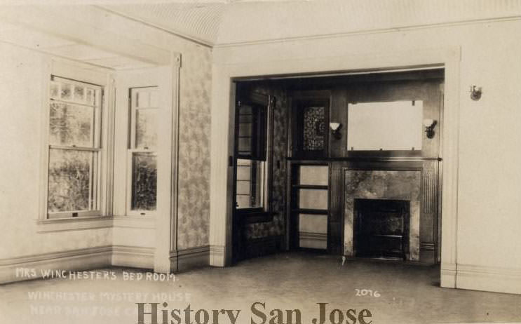Mrs. Winchester's Bedroom. Winchester Mystery House near San Jose California, 1890s