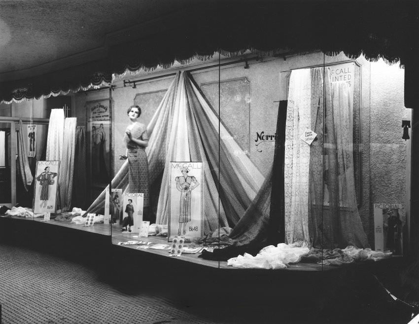 Norris' Silk House window displays, 1936