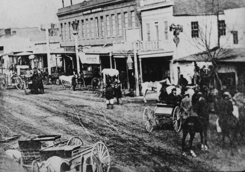 First Street, San Jose, CA. unpaved and muddy, 1868