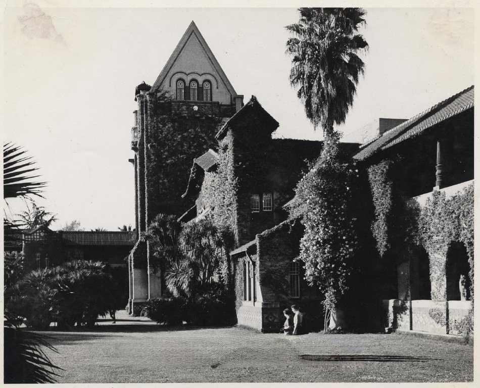 San Jose State College Tower and Bentel Hall, 1940s