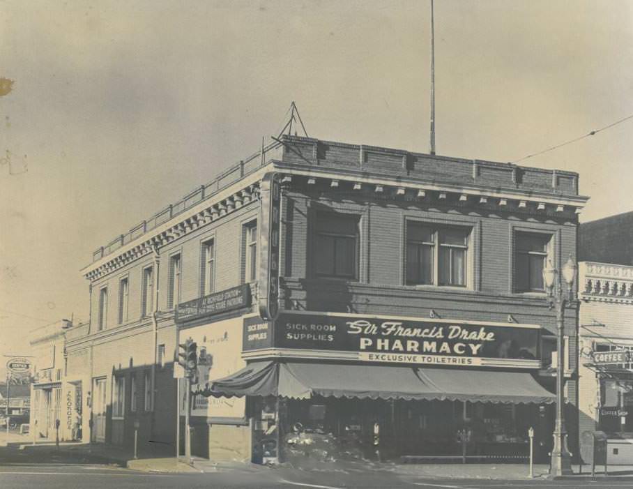 Sir Francis Drake Pharmacy, 1952