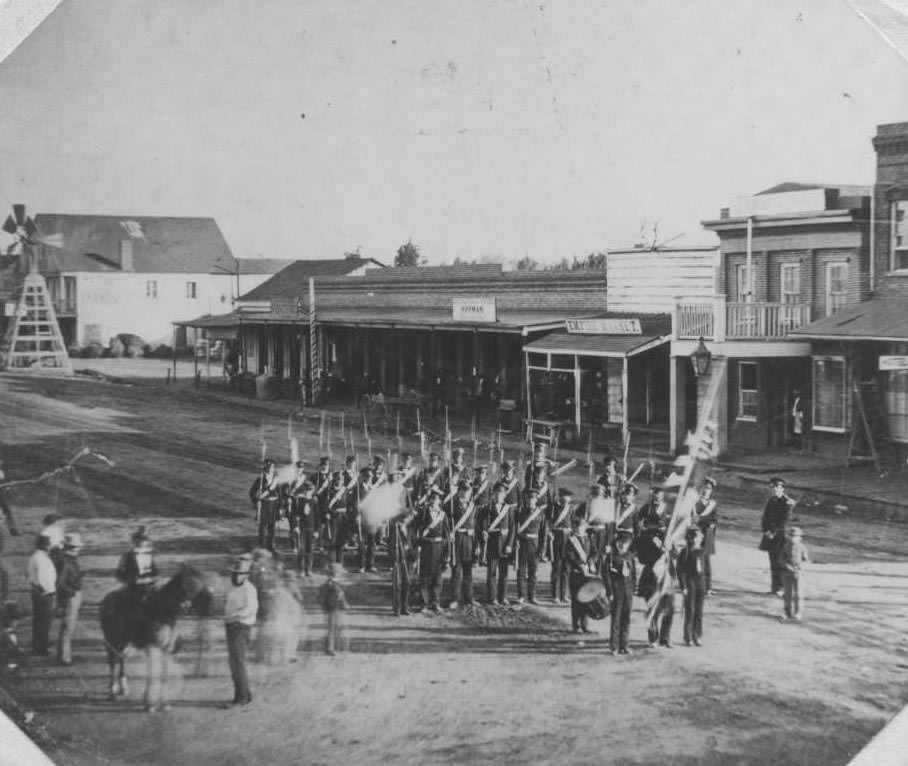 San Jose Militia on Market Street, 1860