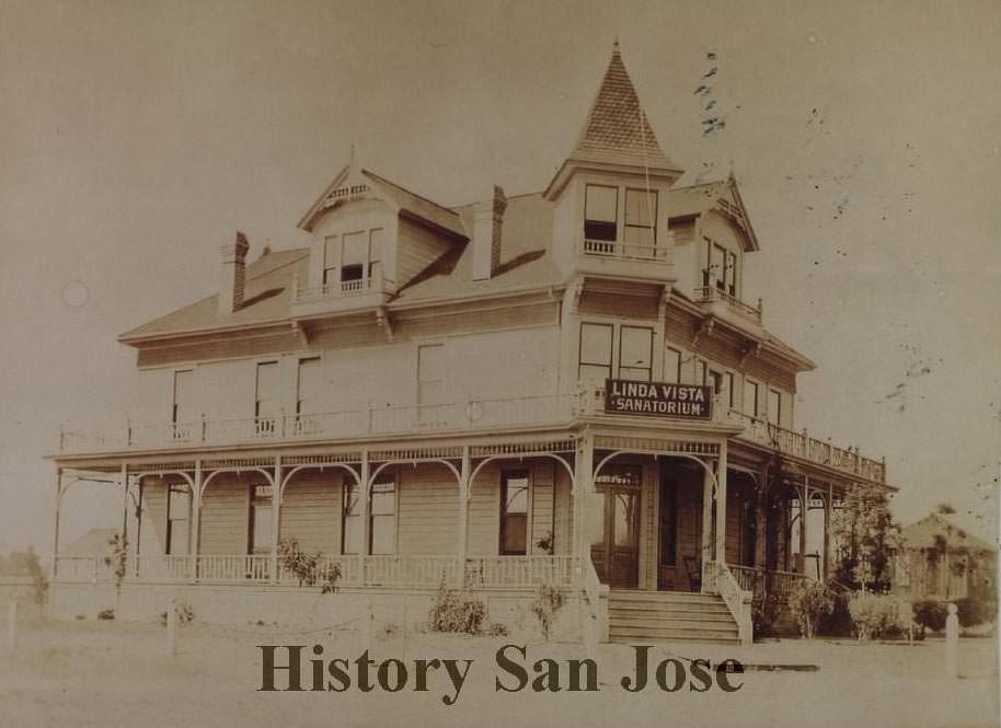 The Linda Vista Sanatorium located near Alum Rock Park, 1890s