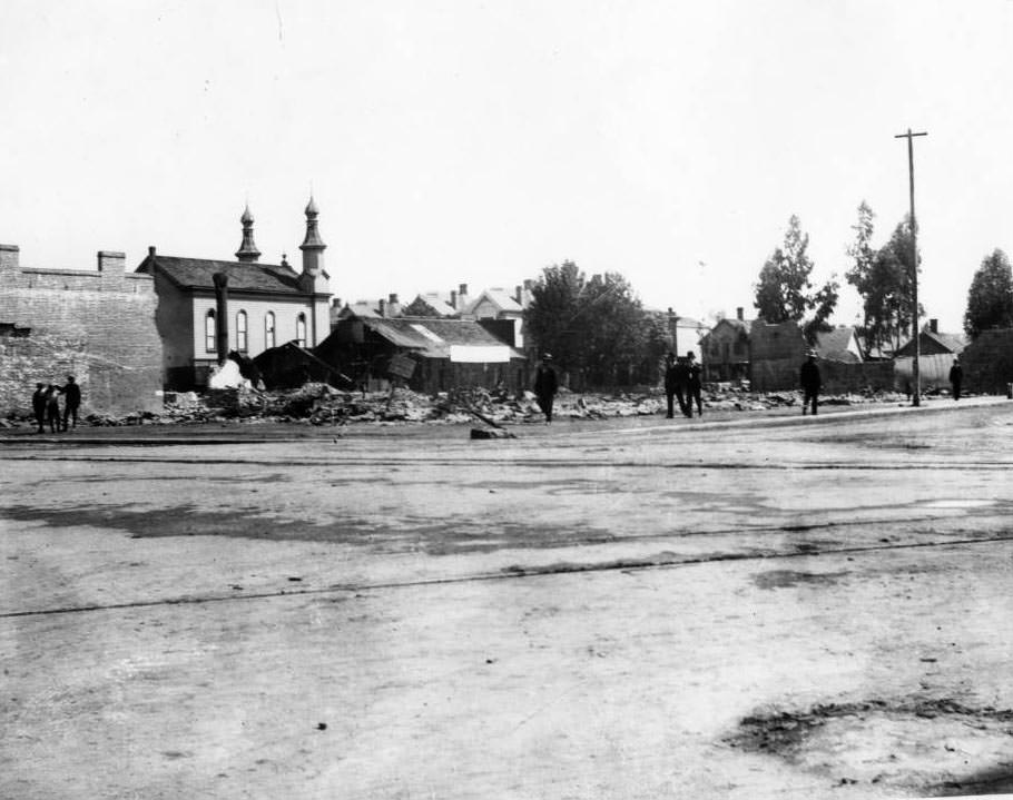 Fire damage in San Jose, 1892