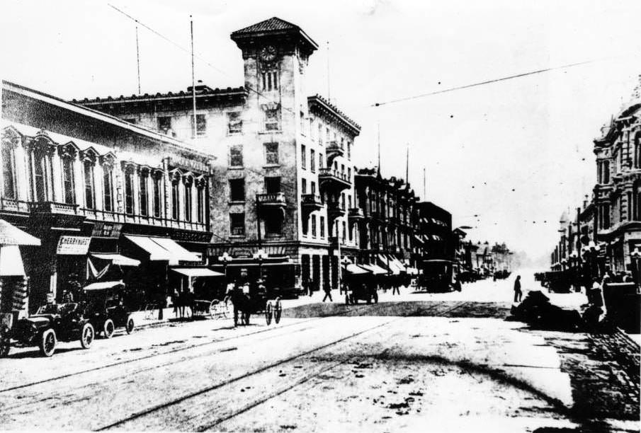 Corner of First Street and Santa Clara Street, 1915