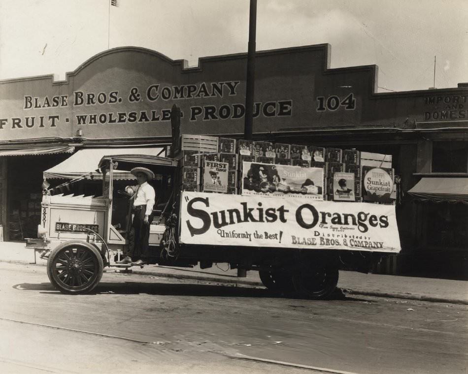 Sunkist Oranges; Blase Bros. & Company, Fruit, Wholesale, Produce, 1916