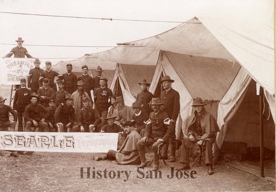 Company B: Camp, Officers of Friendship Lodge No. 210, 1895