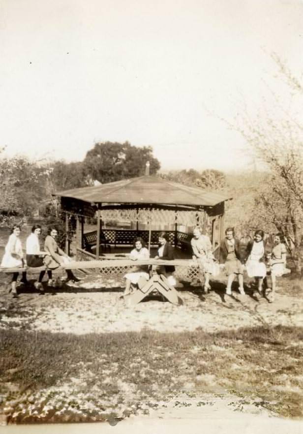 Girls Pose on See-Saw, 1932