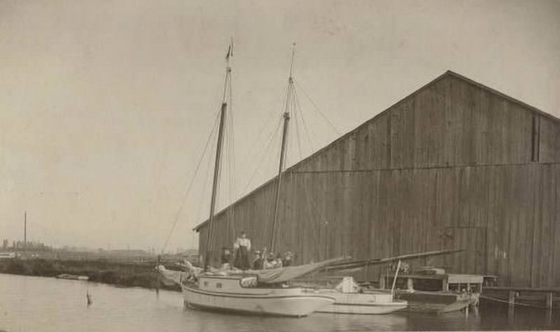 Sailboat "Wanderer" at Alviso, 1898