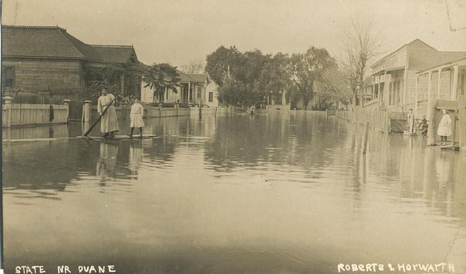 Flooded State St. near Duane, San Jose, March 7, 1911
